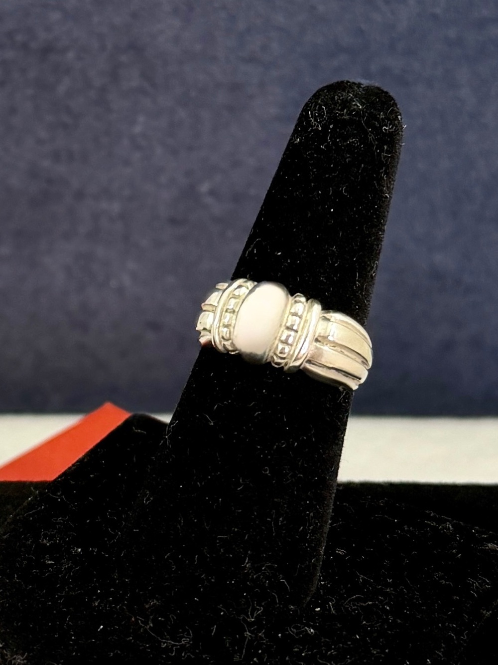 JAMES AVERY Sterling Silver Bead Dot Ridged Dome Thatch Ring; Size 6.5; RETIRED